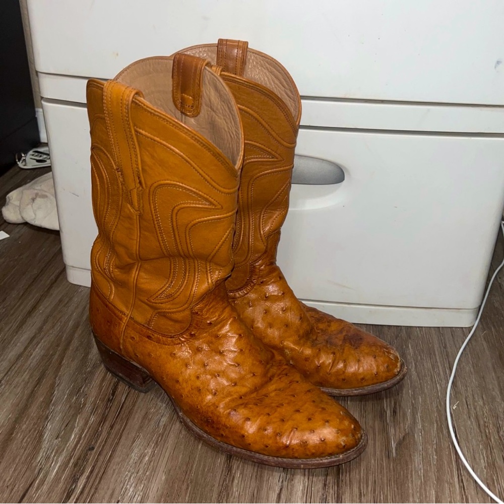Tecovas Ostrich Skin Cowboy Boots